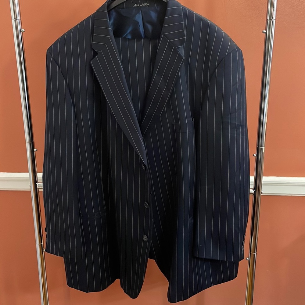 Adolfo for Torre Navy Pinstripe Men’s suit Jacket 52R Pants 48R
